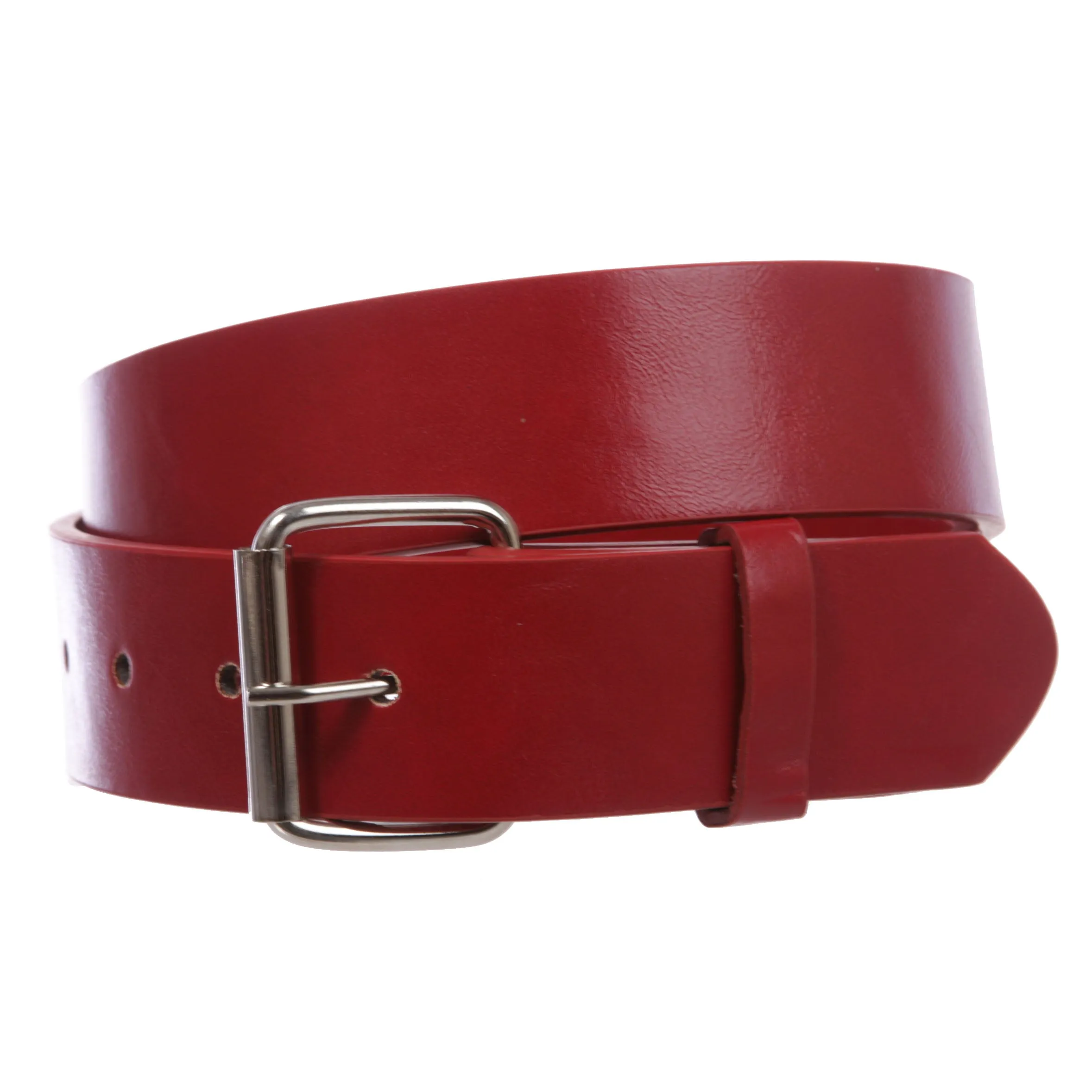 1 1/2" (38mm) Snap On Plain Leather Jean Belt With Roller Buckle