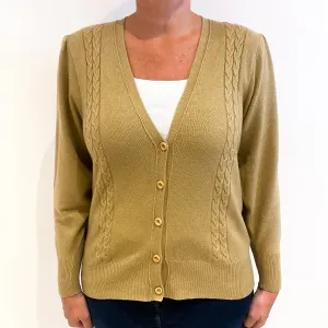 1980’s Vintage Sand Beige Cashmere V-Neck Cardigan Large