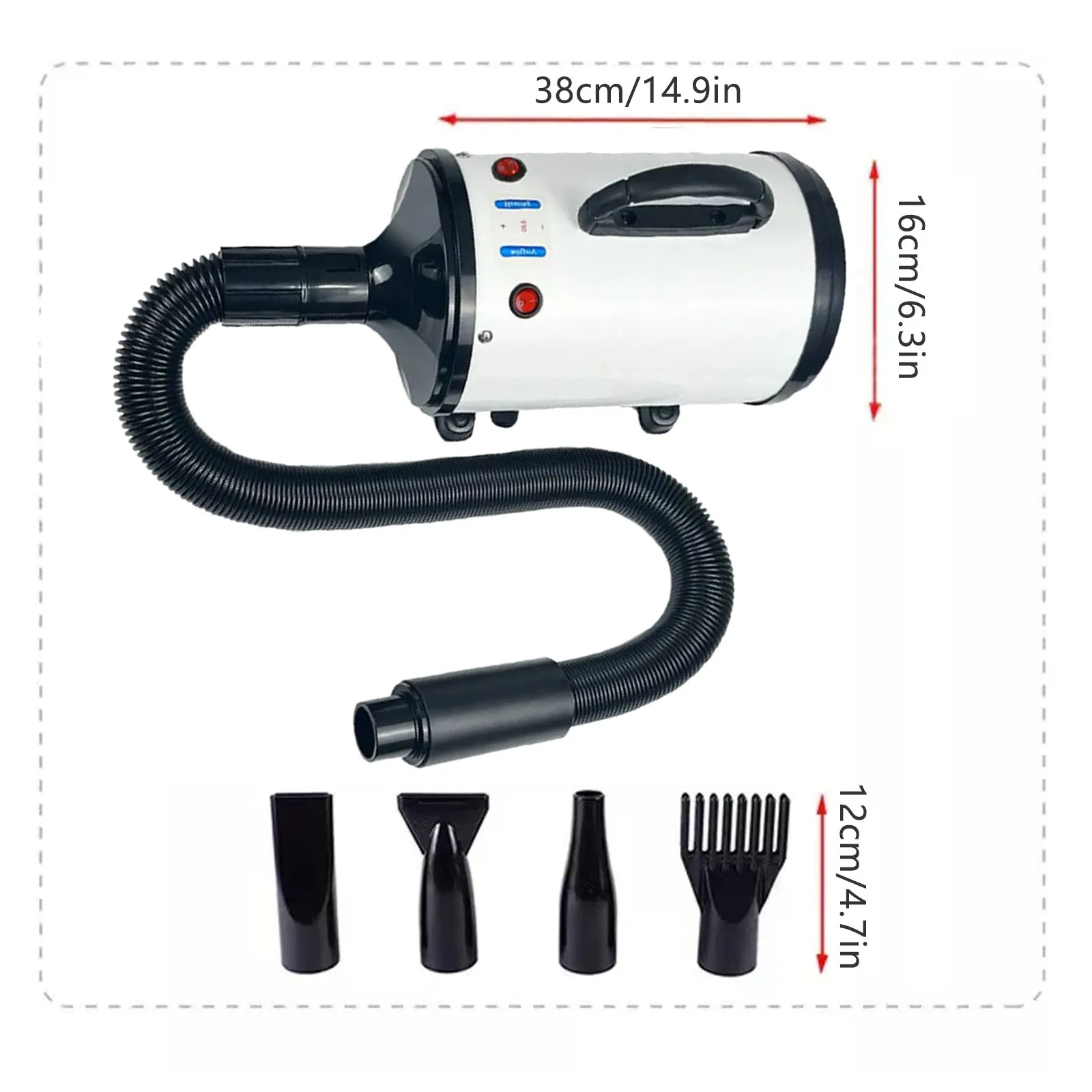 2000W White Pet Hair Dryer 220V, Adjustable Heat - Pawfriends