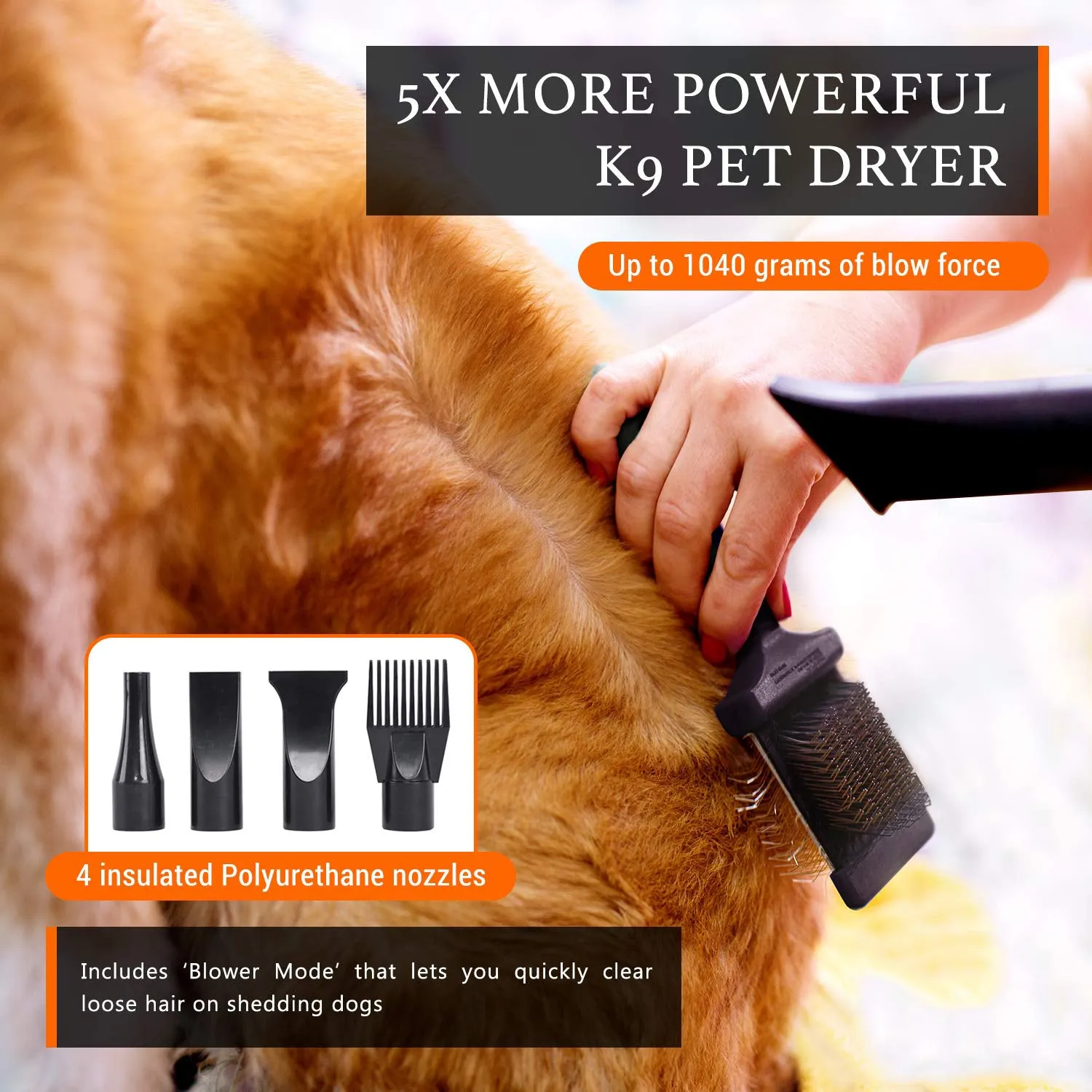 2800W Adjustable Dog Dryer with 4 Nozzles