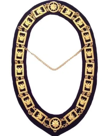 32nd Degree - Wings UP Scottish Rite Chain Collar - Gold/Silver on Purple   Free Case