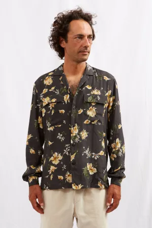 ABCL Floral Dark Grey Rayon Amedeo Shirt