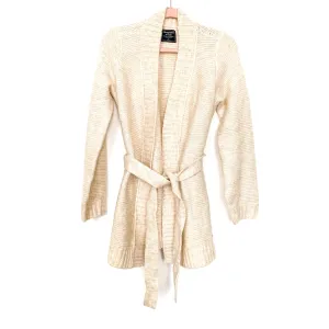 Abercrombie & Fitch Cream Knit Belted Cardigan - Size S