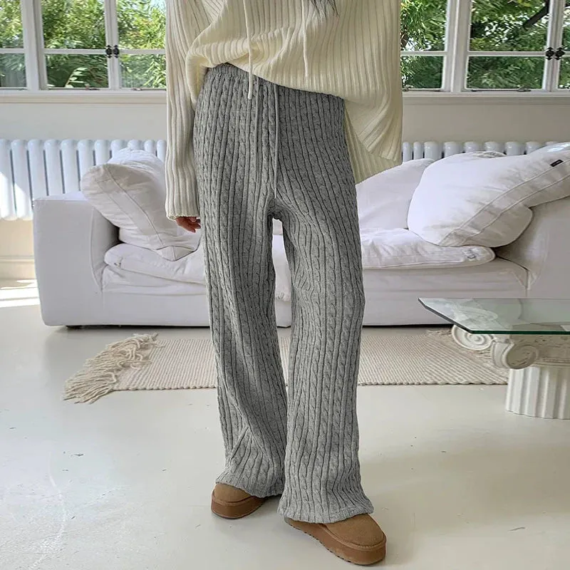 Addalynn Woolen Drawstring Straight Pants