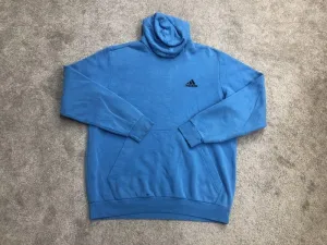 Adidas Hoodies Mens X Large Blue Pullover Sweatshirt Logo Long Sleeve Pockets