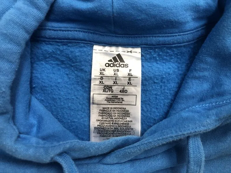 Adidas Hoodies Mens X Large Blue Pullover Sweatshirt Logo Long Sleeve Pockets