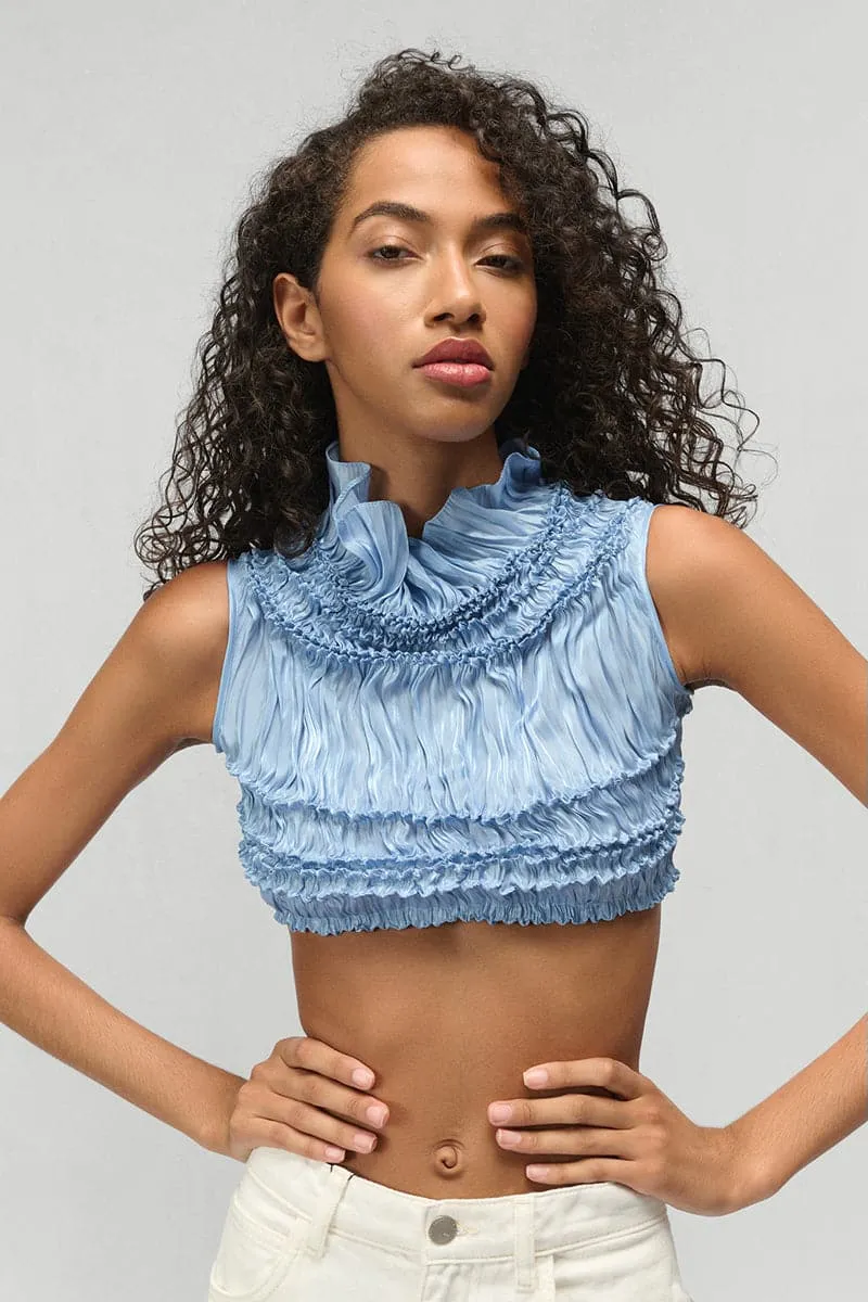 ADRIANA BLUE DRAPY SQUARE SHIBORI TOP