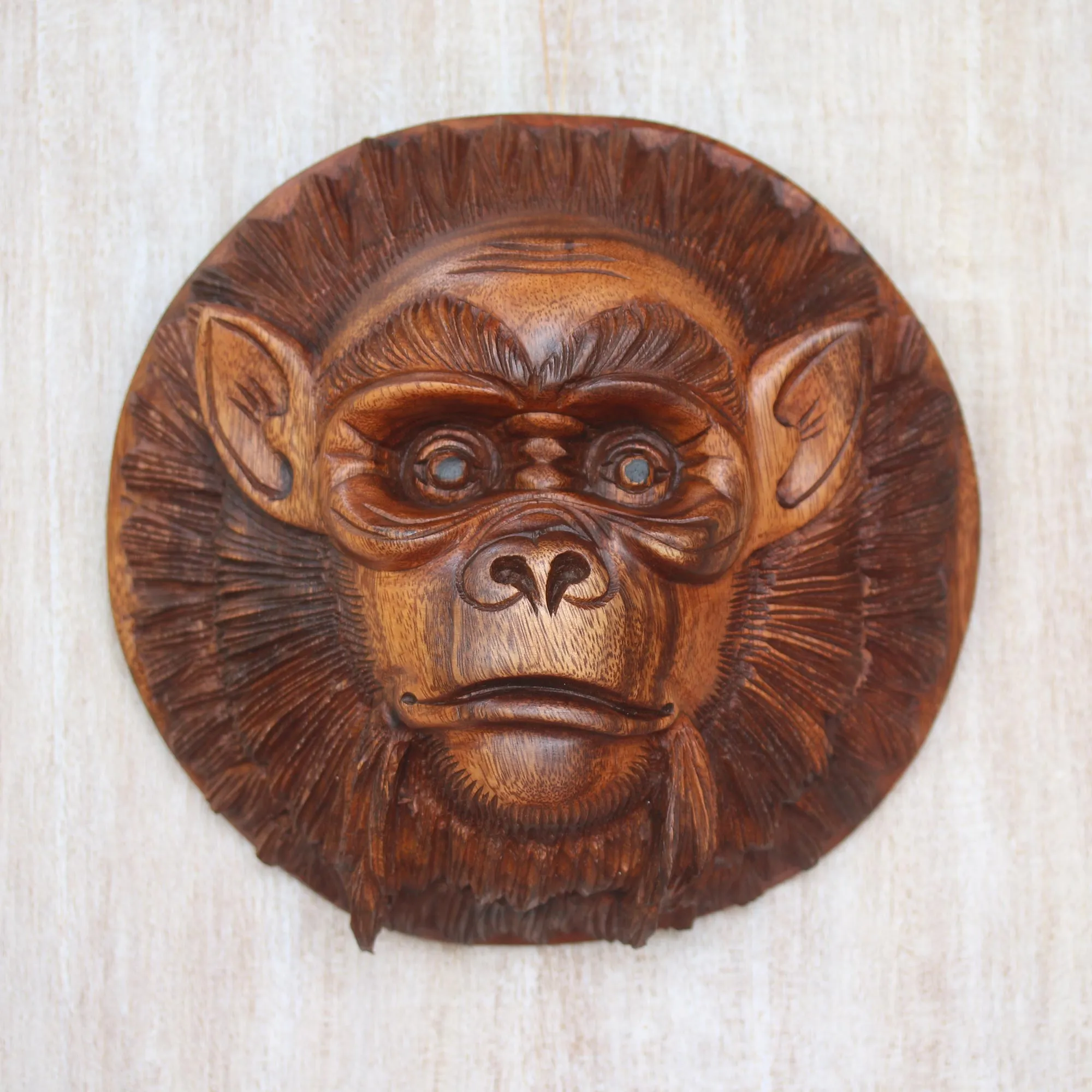 Alpha Chimpanzee Handcrafted Suar Wood Chimpanzee Mask from Bali