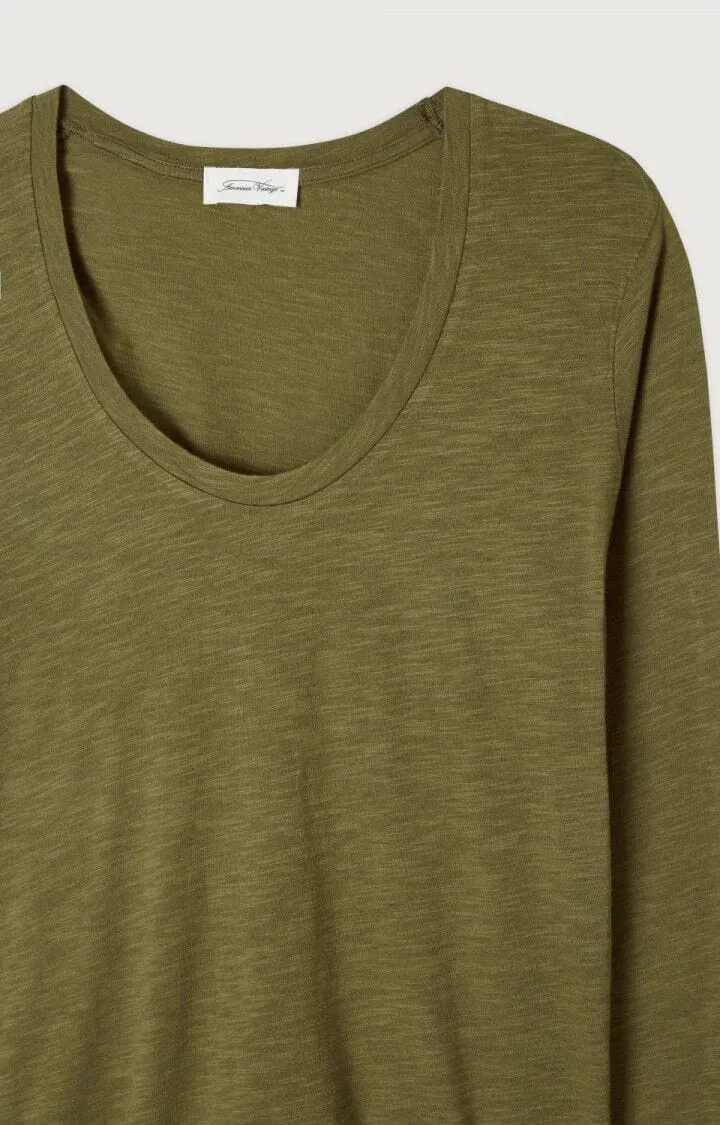 American Vintage Jacksonville Long Sleeve Tee in Bush Green