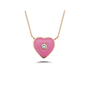 AMORE Pink Heart Diamond Necklace 0.02ct