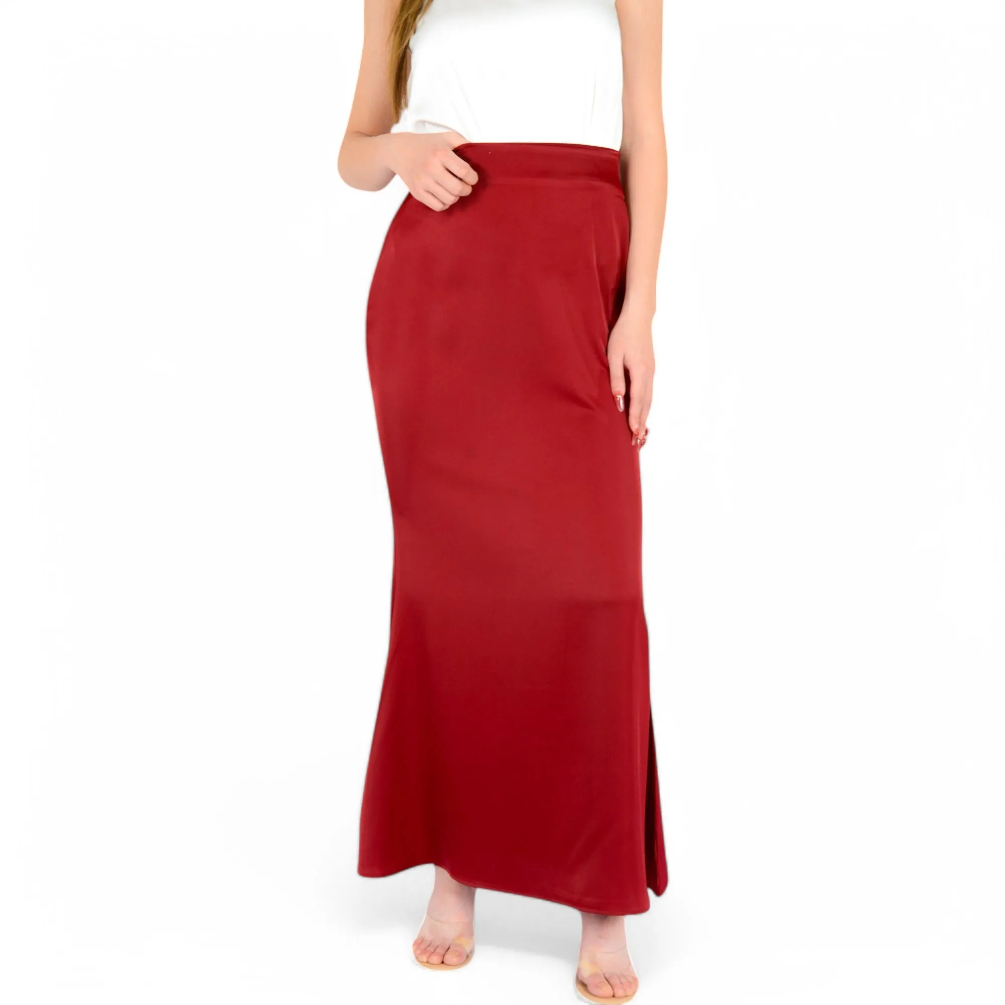 Anna-Kaci Women's Satin Maxi Skirt With High Waist And Flowing A-Line Design