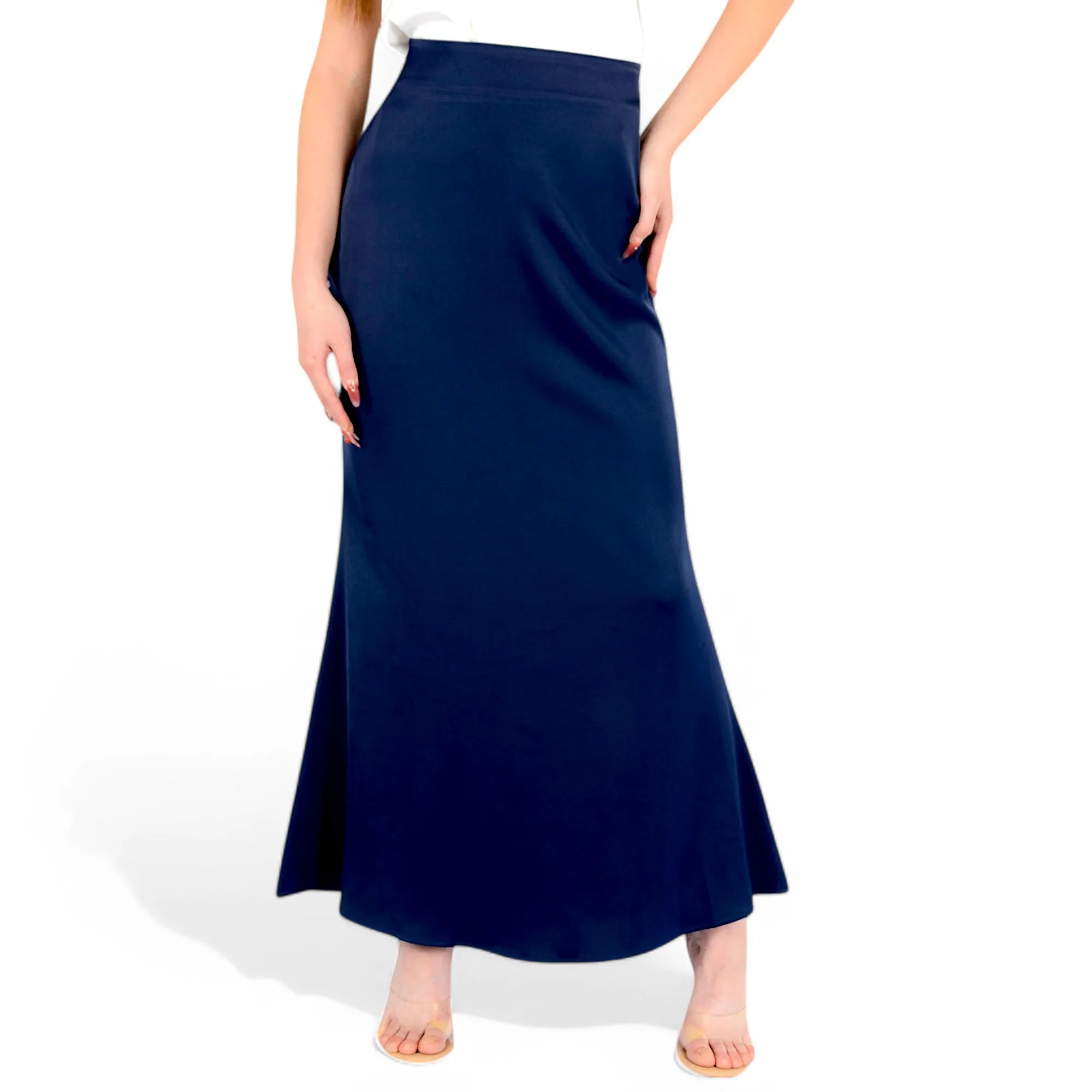 Anna-Kaci Women's Satin Maxi Skirt With High Waist And Flowing A-Line Design