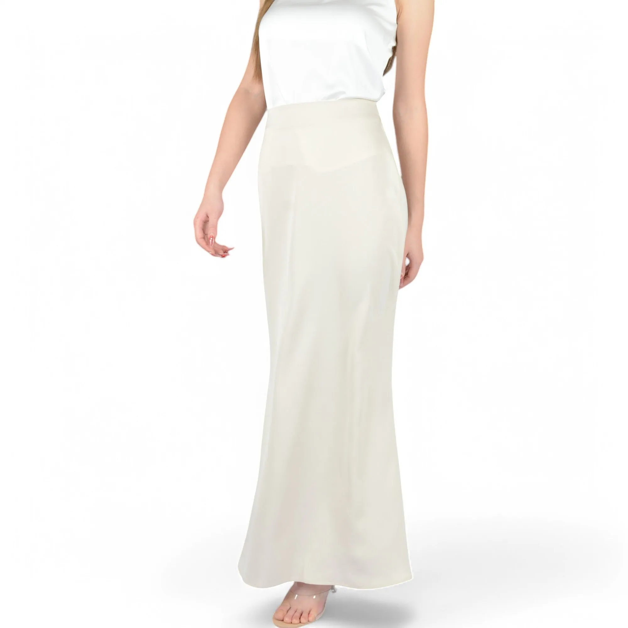 Anna-Kaci Women's Satin Maxi Skirt With High Waist And Flowing A-Line Design