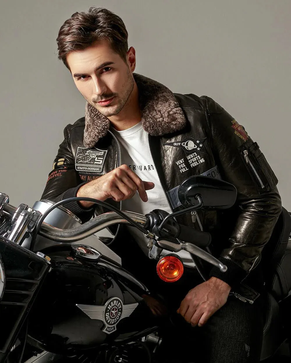 Appliqued Vegetable Goatskin Moto Jacket | Men Leather Jacket by The Jacket Seller