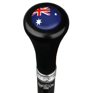 Australia Flag Flat Top Stick: Beechwood Shaft Pewter