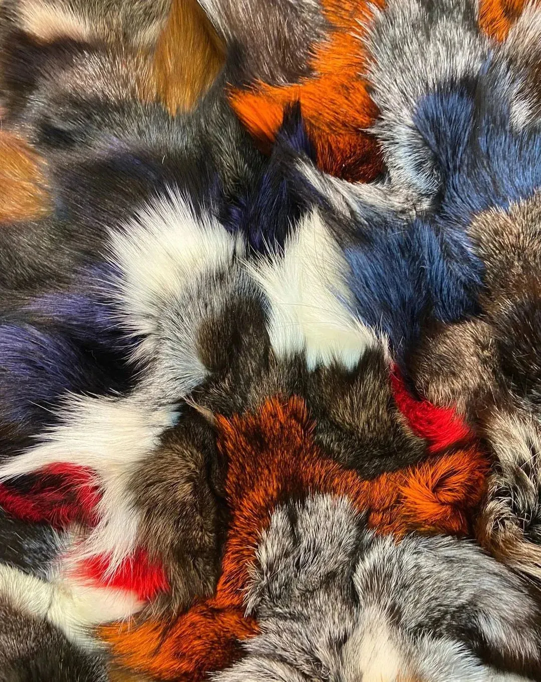 Authentic Multicolor Genuine Fluffy Fox Fur Area 4x6 Rug for Child Room