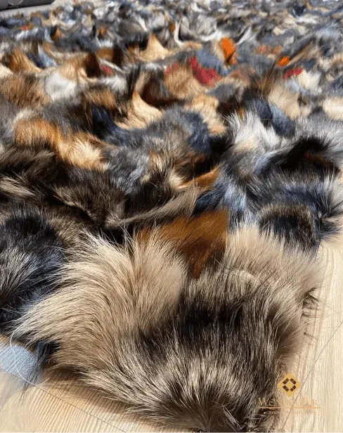 Authentic Multicolor Genuine Fluffy Fox Fur Area 4x6 Rug for Child Room