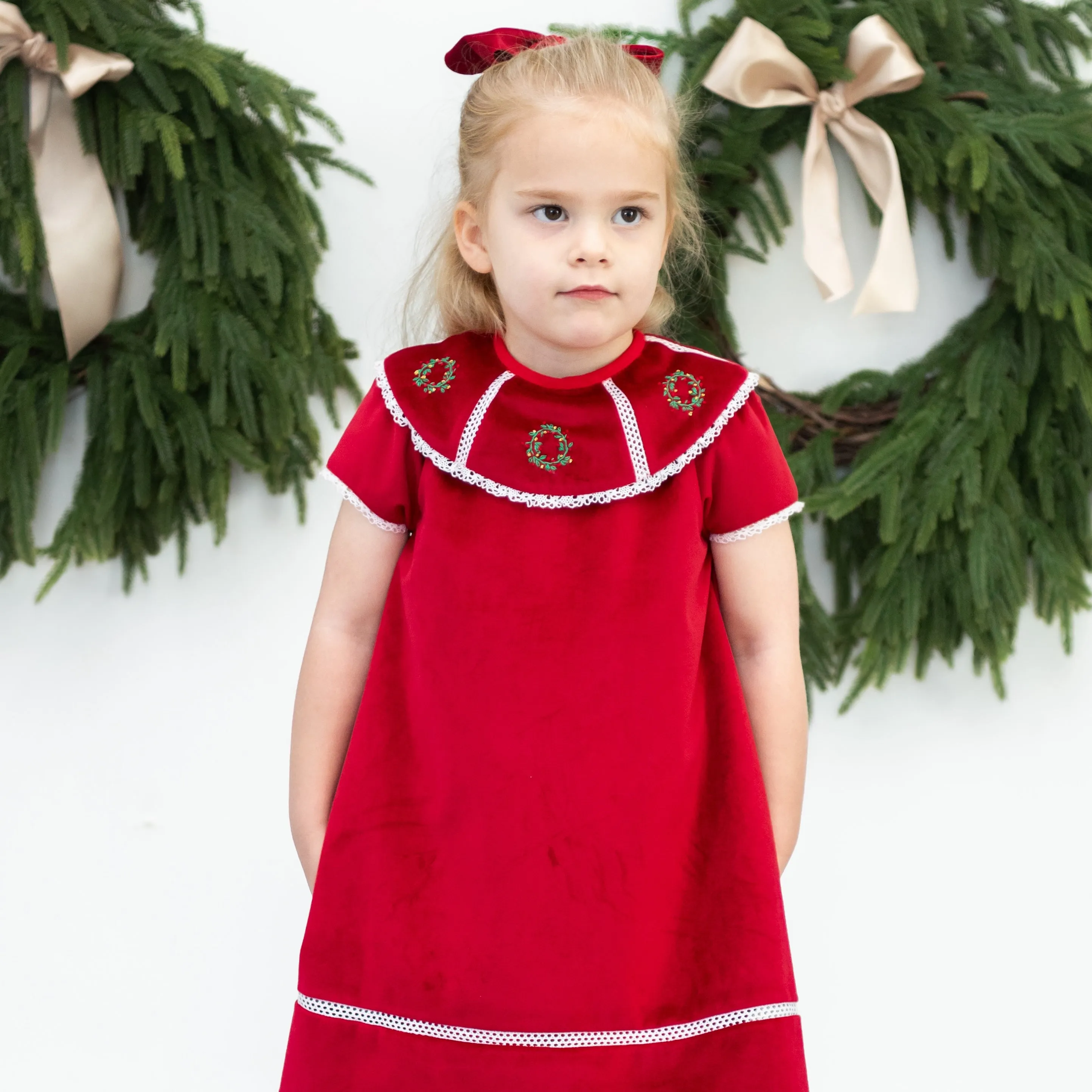 Avery Girl Dress - Red Velvet