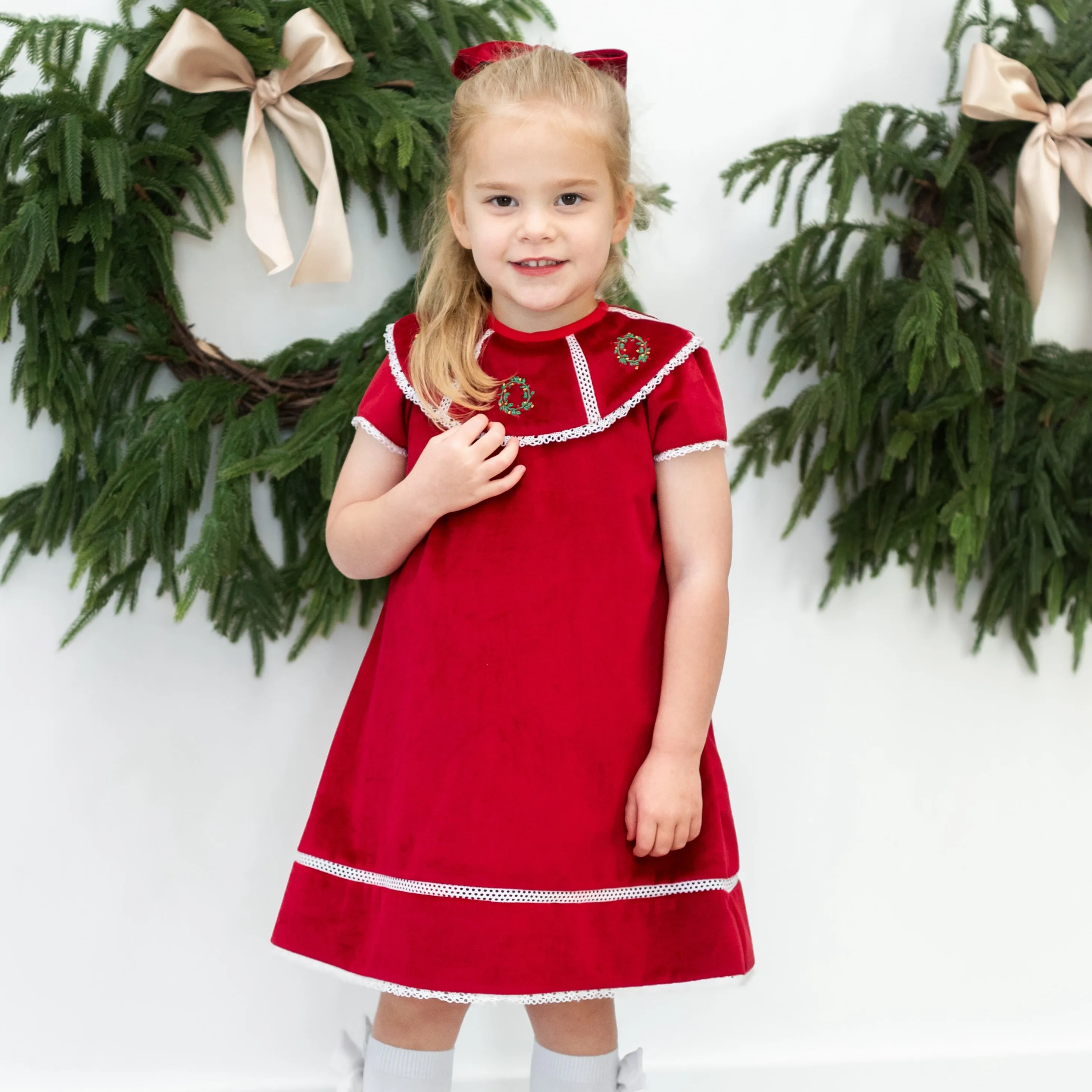 Avery Girl Dress - Red Velvet