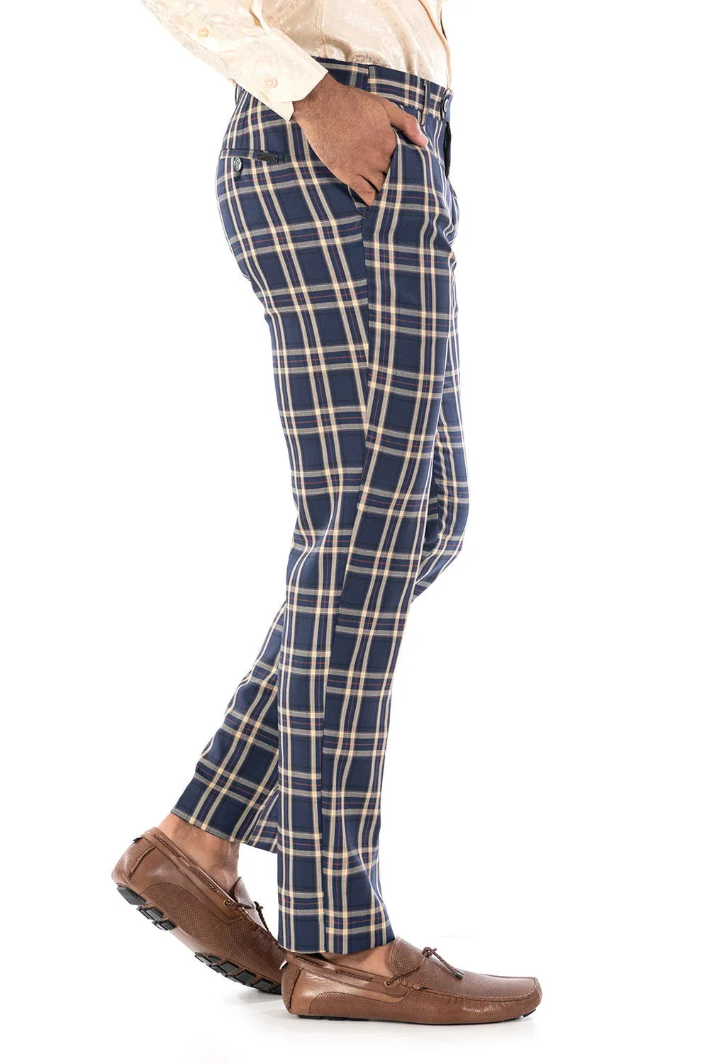 Barabas CP61 Land Of Dreams Slim Fit Plaid Pants Navy