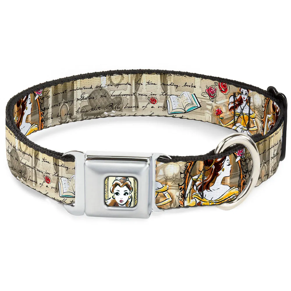 Belle Face Sketch Full Color Light Yellow Seatbelt Buckle Collar - Belle Sketch Poses/Story Script