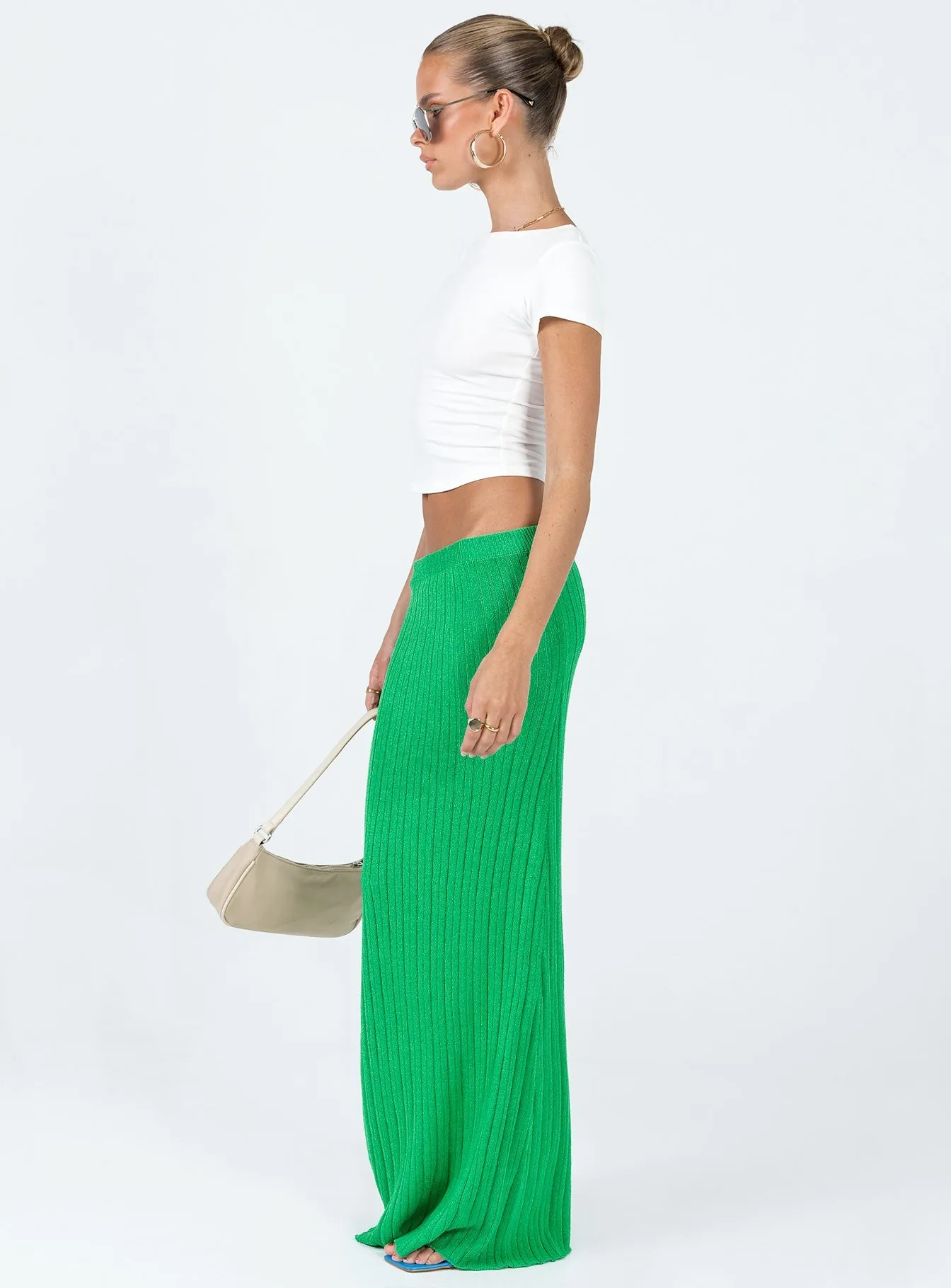 Belle Knit Maxi Skirt Apple Green