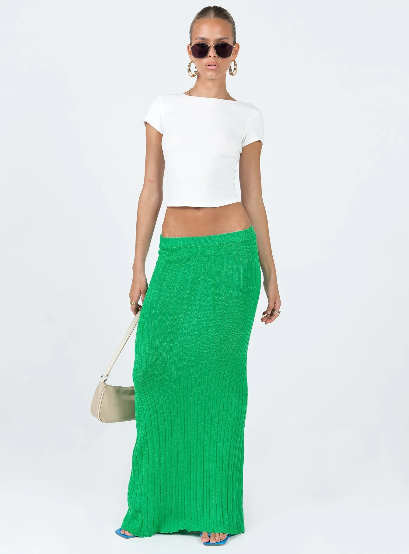 Belle Knit Maxi Skirt Apple Green