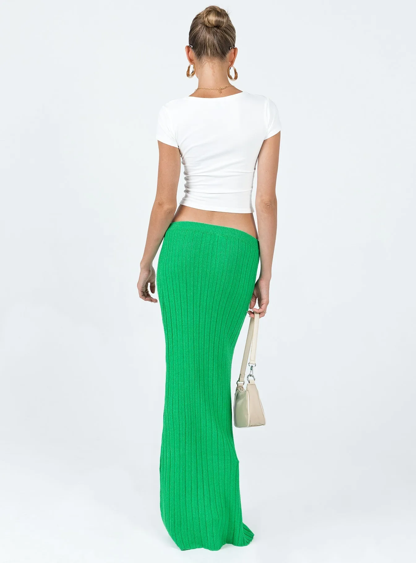 Belle Knit Maxi Skirt Apple Green