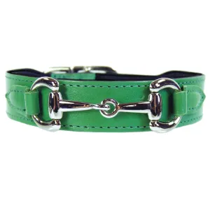 Belmont Dog Collar in Kelly Green & Nickel