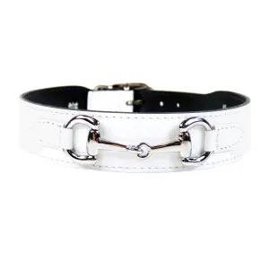 Belmont Dog Collar in White Patent & Nickel