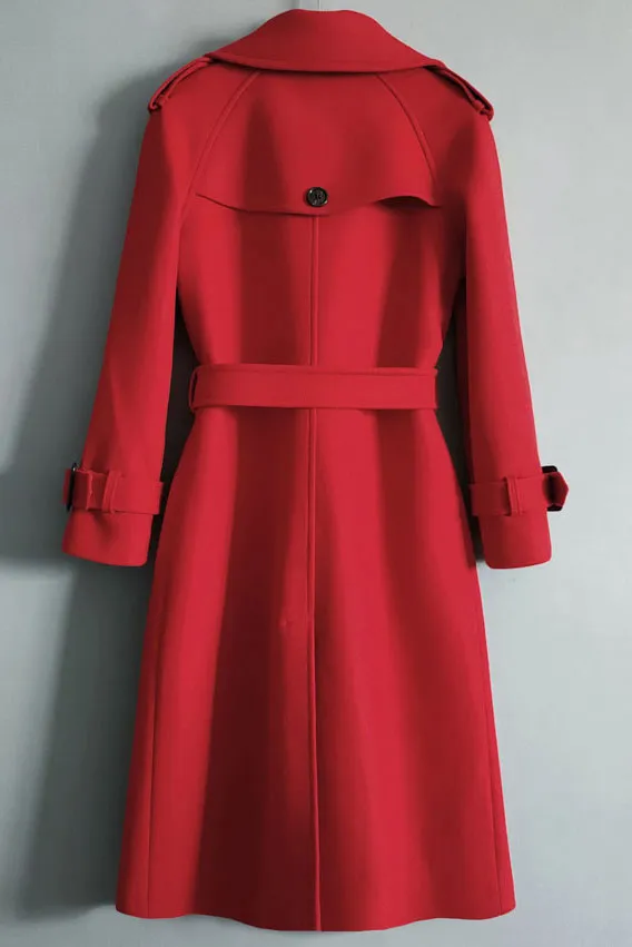 Belted Long Wool Coat Women C2585