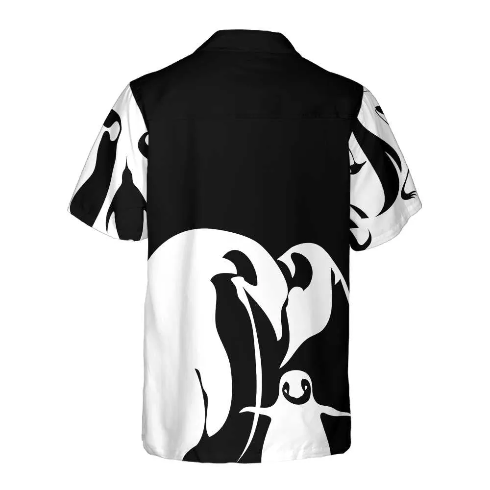 Black And White Penguin Hawaiian Shirt, Cool Penguin Shirt For Men, Penguin Themed Gift Idea