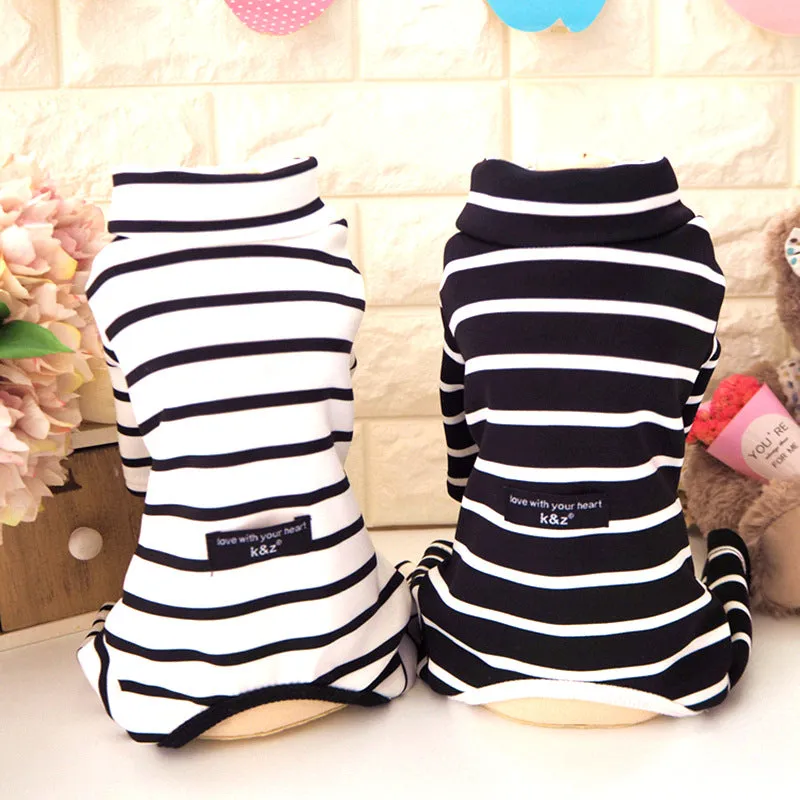 Black and White Striped Pet Pajamas