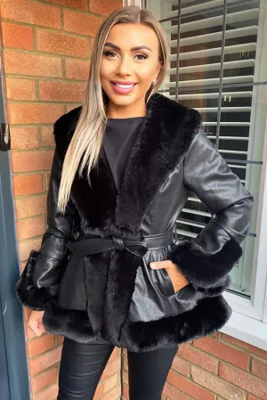 Black Faux Fur Leather Jacket