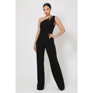 Black One Shoulder Jumpsuit W/ Small Opening