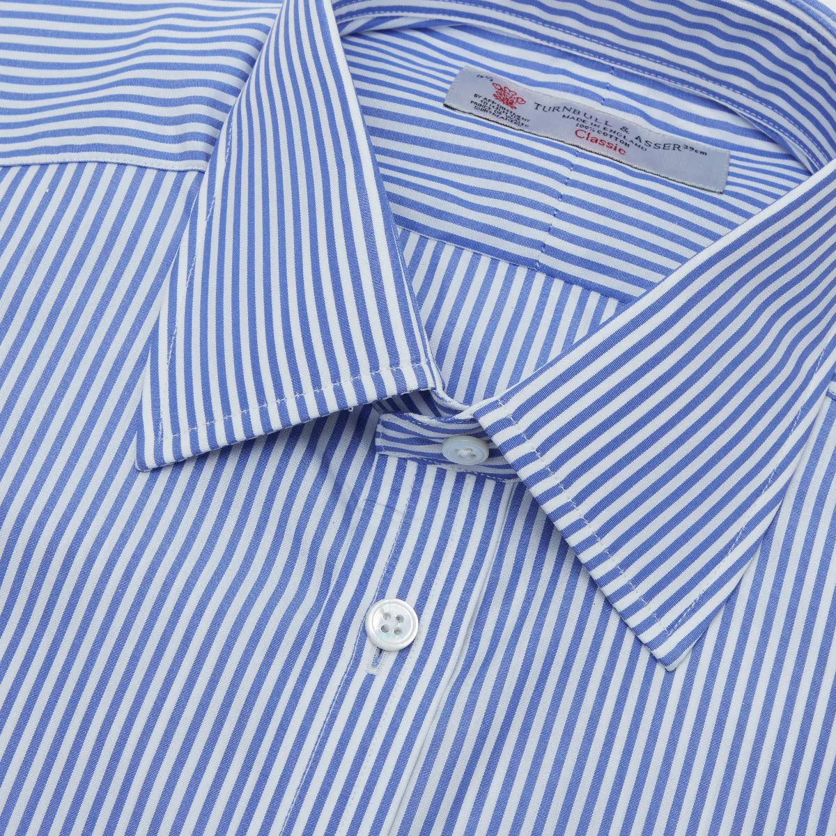 Blue Bengal Stripe Shirt with T&A Collar and Double Cuffs