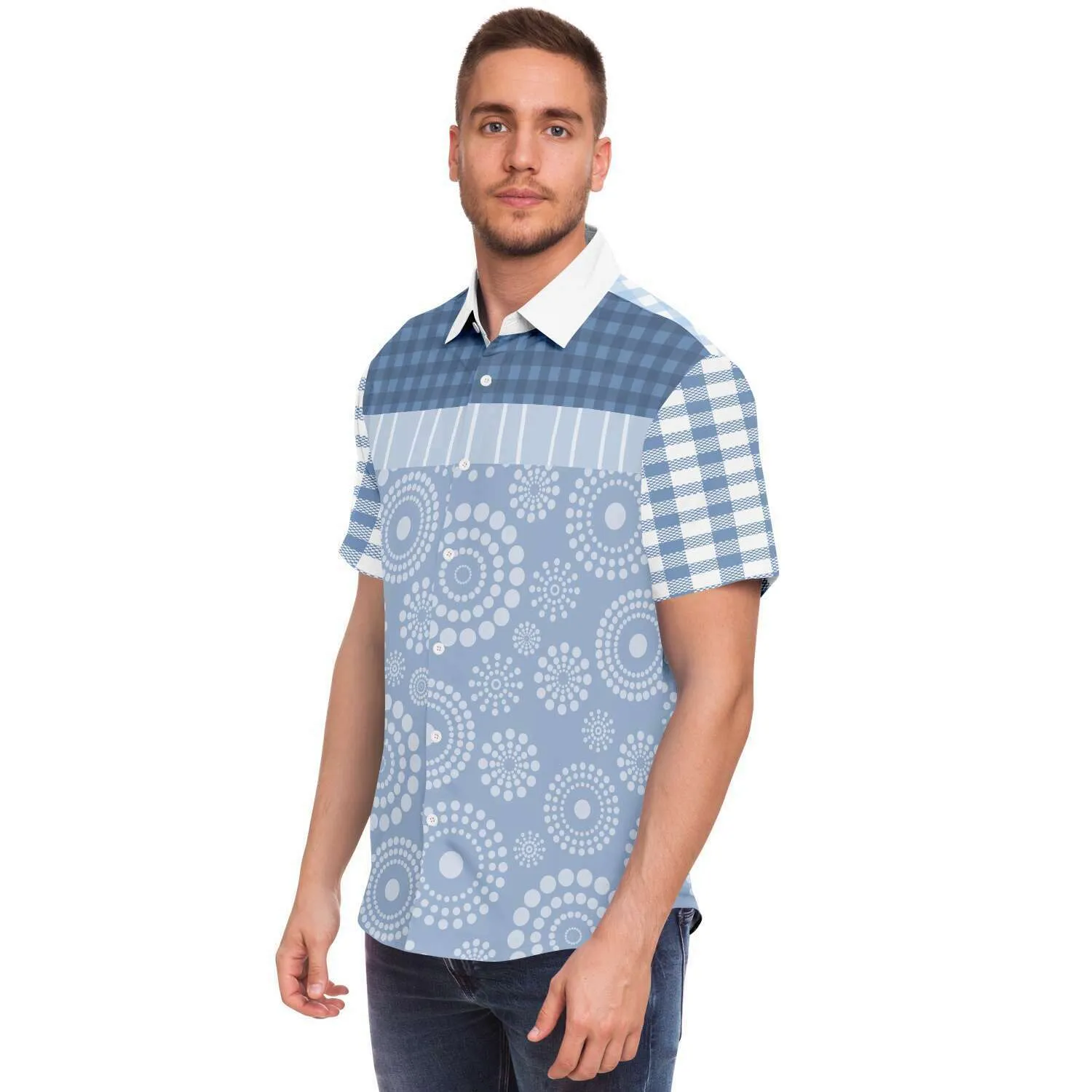 Blue Lagoon Short Sleeve Button Down Shirt