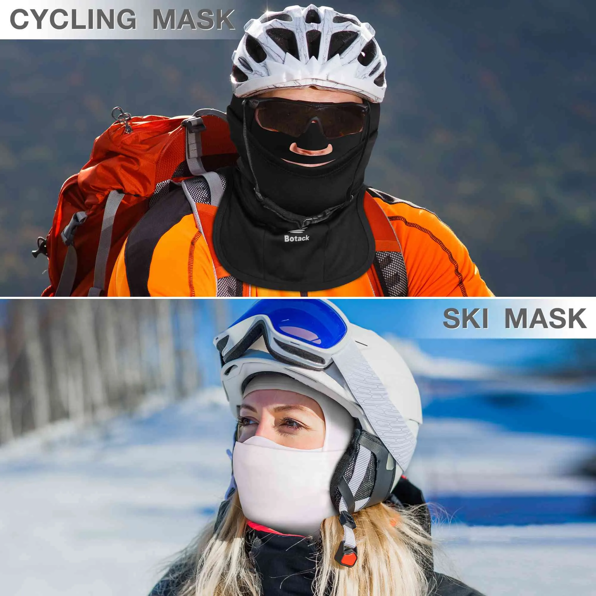 Botack Ski Mask for Men Women, Nose Opening Breathable Warm Balaclava Face Mask Windproof for Skiing Snowboarding Cycling