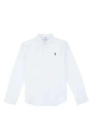 Boys Lifestyle Peached Oxford Shirt in Bright White