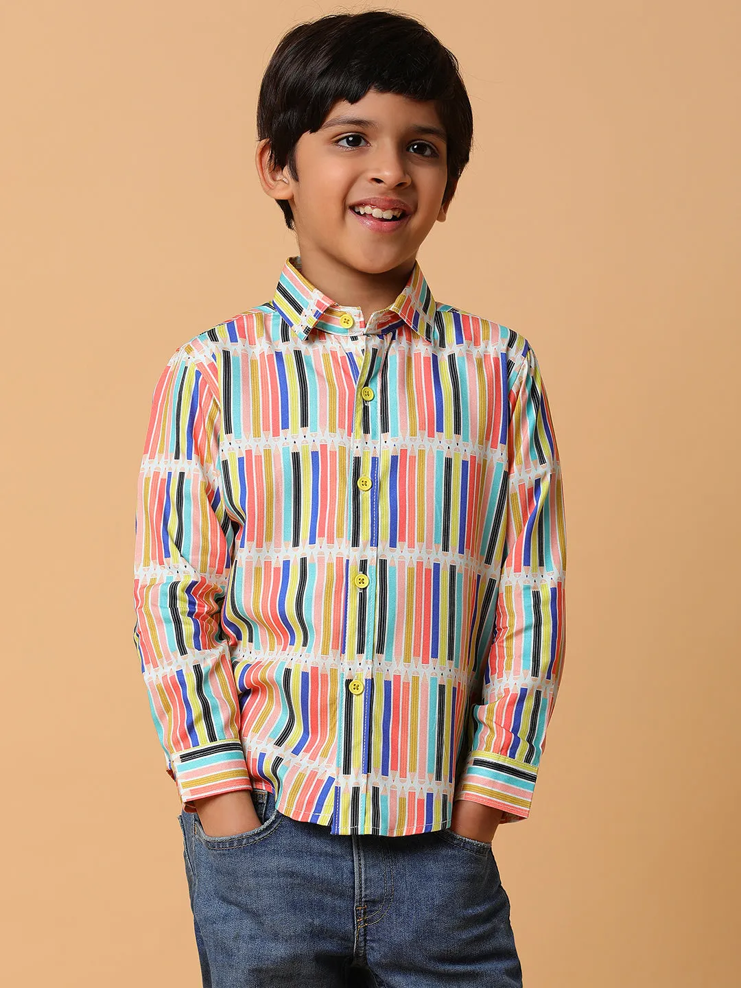 Boys Multi Color Printed Shirt