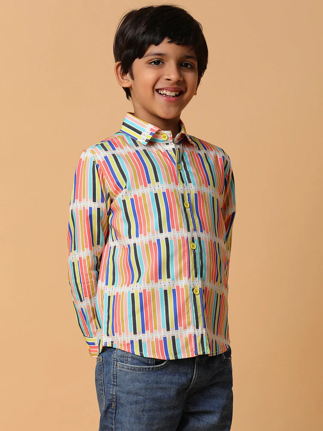 Boys Multi Color Printed Shirt