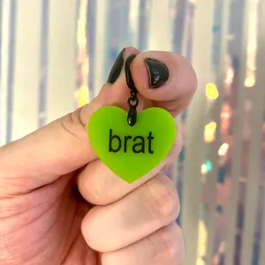 Brat Green Heart Collar Tag