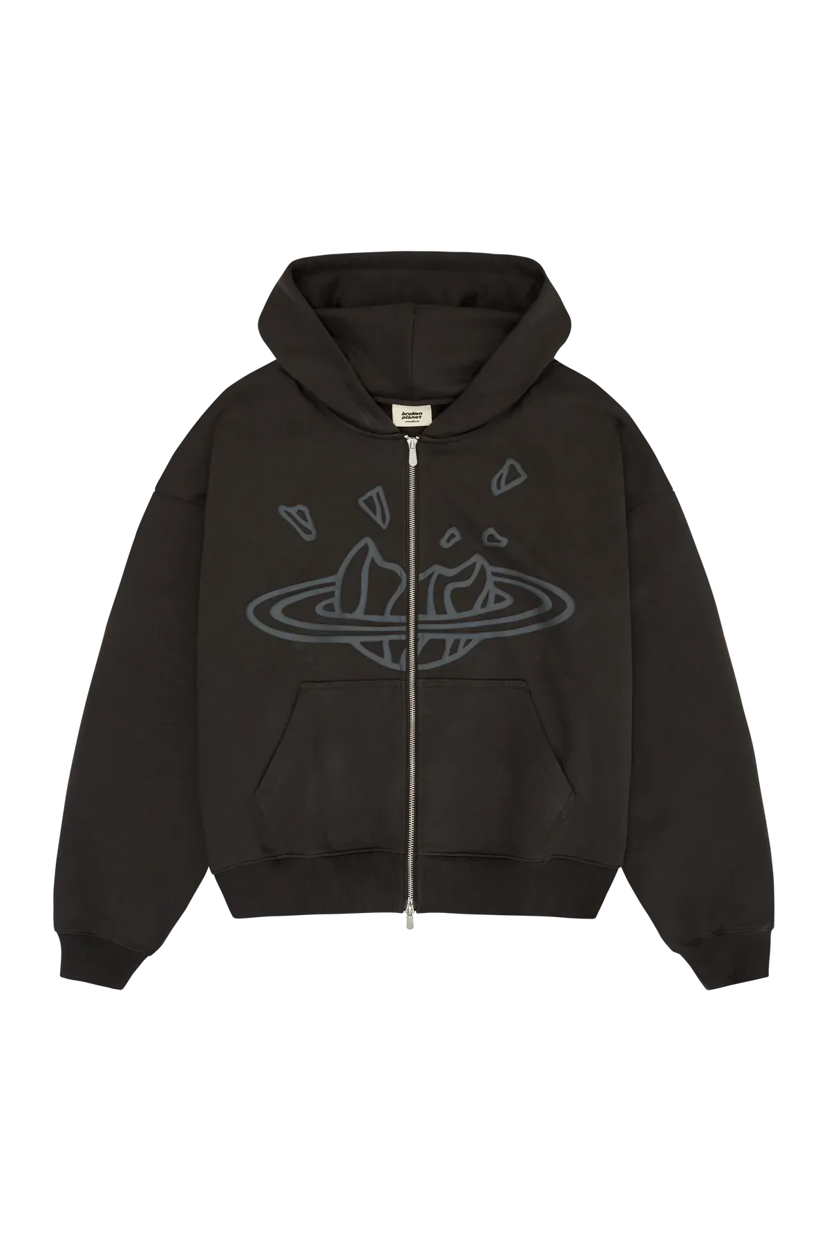 Broken Planet Market Soot Black Zip Up Hoodie