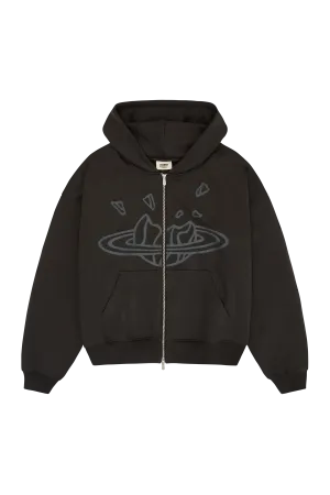 Broken Planet Market Soot Black Zip Up Hoodie