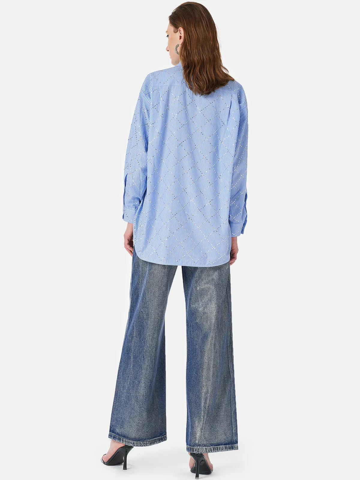 Brushed Silver Gradient Denim Jeans