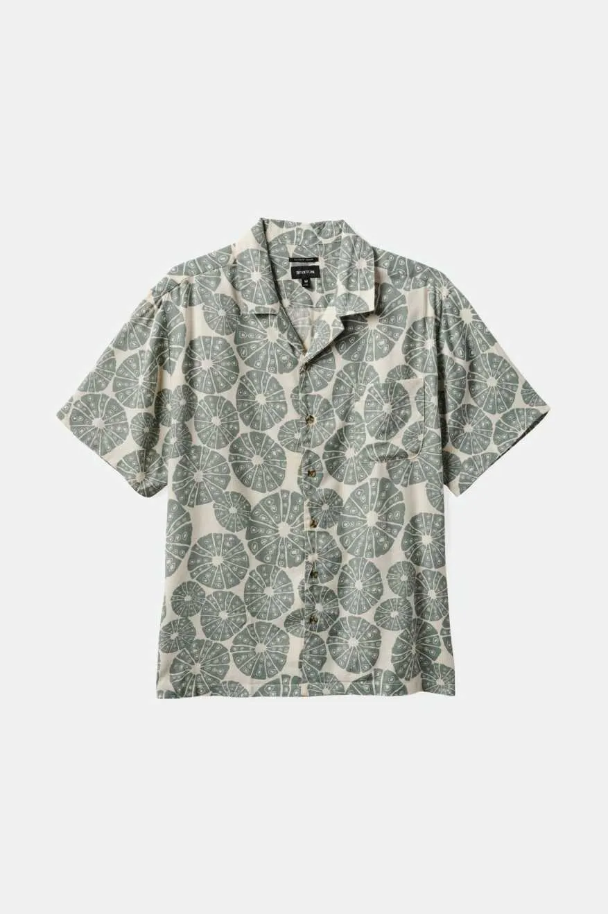 Bunker Slub S/S Camp Collar Shirt - Whitecap/Chinois Green