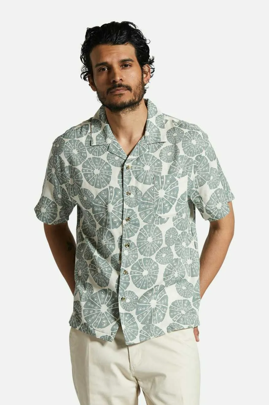 Bunker Slub S/S Camp Collar Shirt - Whitecap/Chinois Green