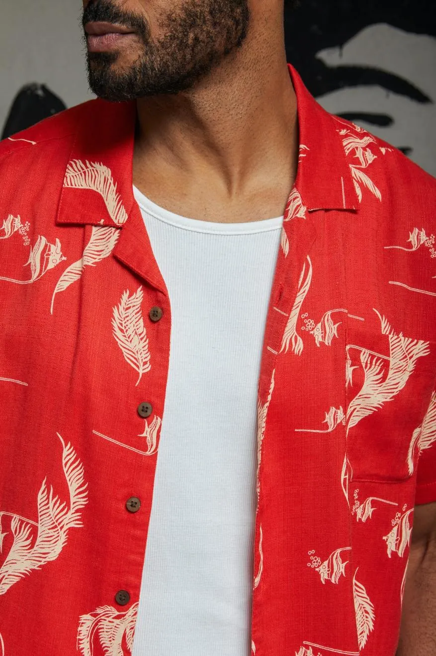 Bunker Slub S/S Woven Shirt - Aloha Red/White/Coconut