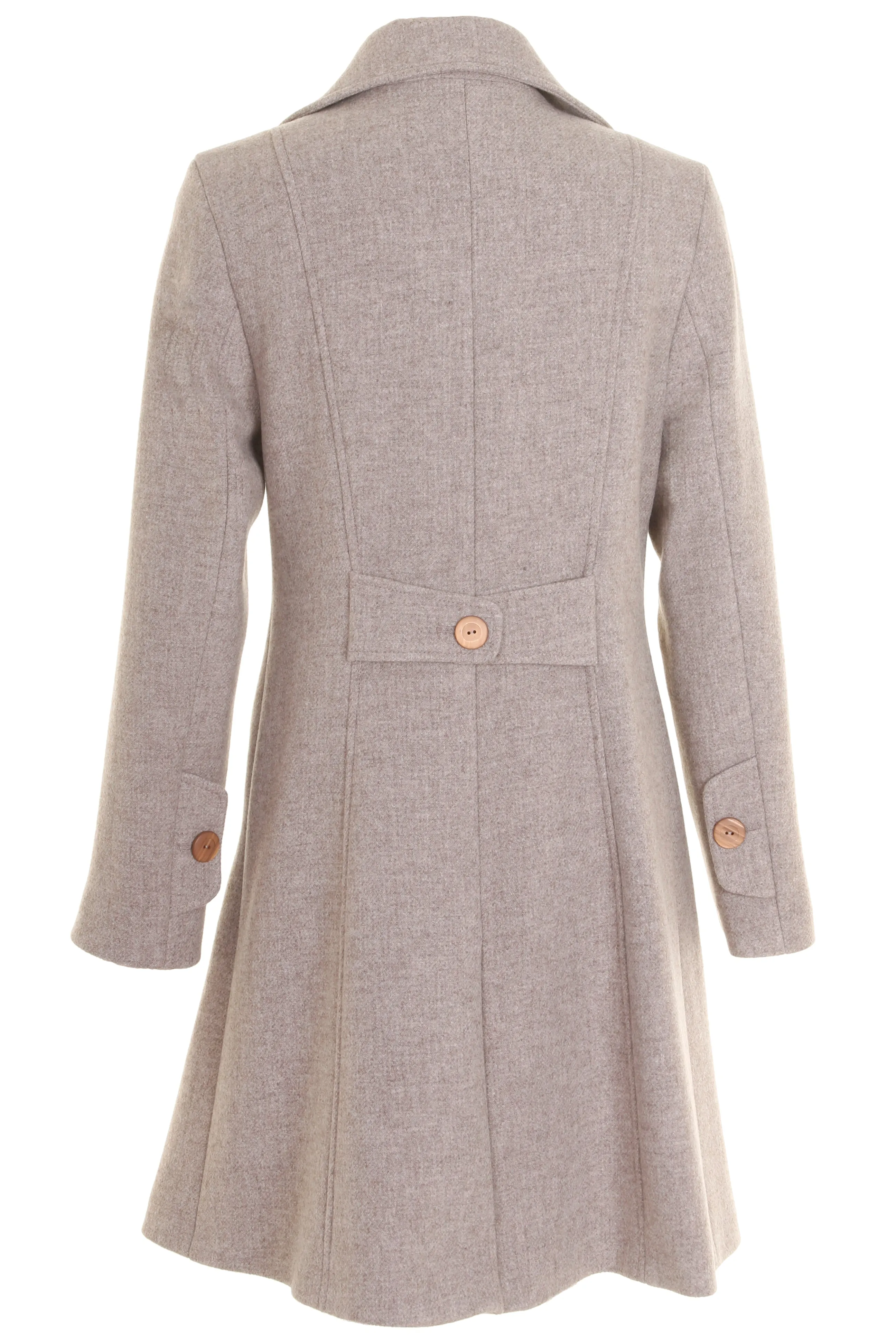 Busy Clothing Womens 3/4 Wool Blend Stone Beige Coat