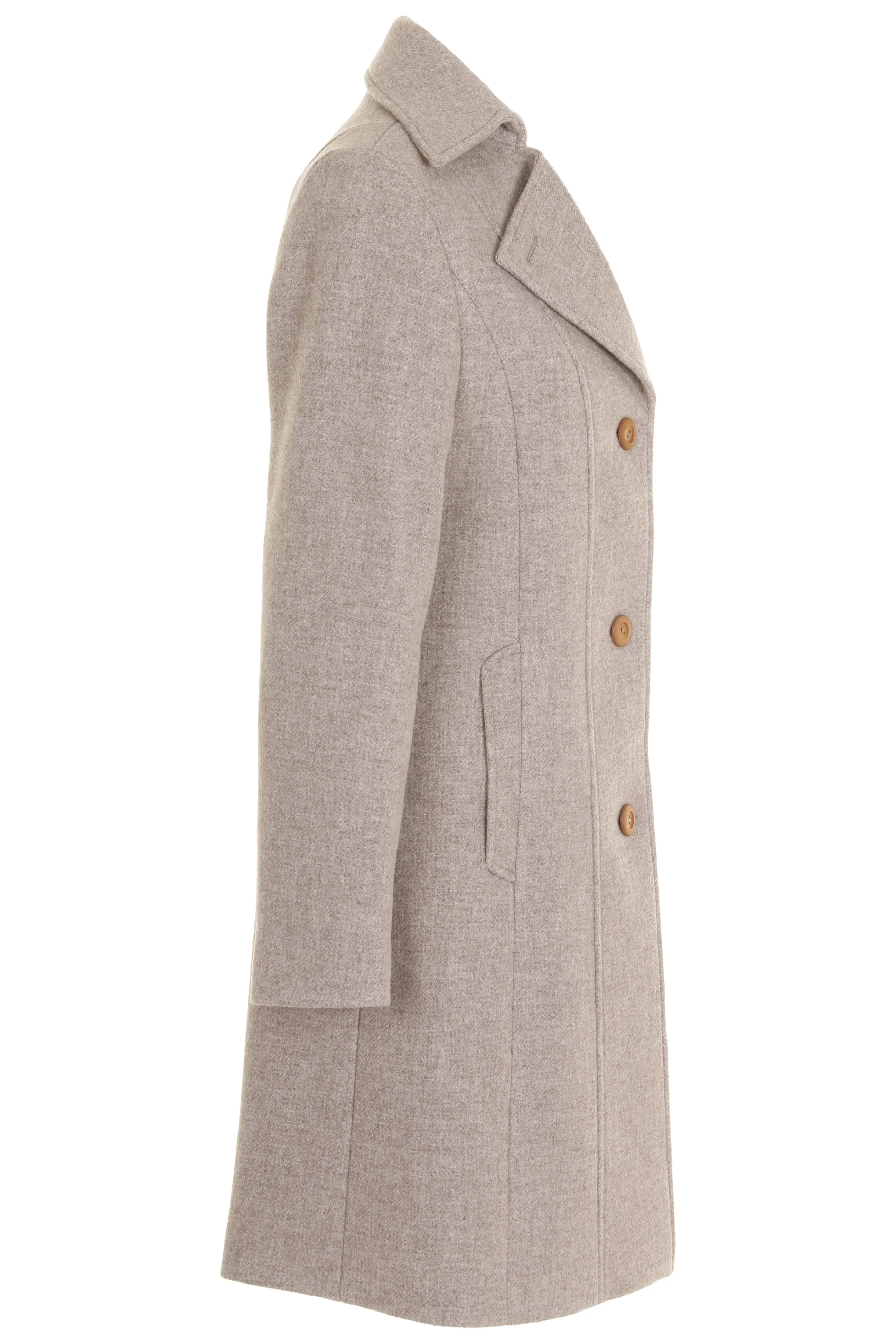 Busy Clothing Womens 3/4 Wool Blend Stone Beige Coat